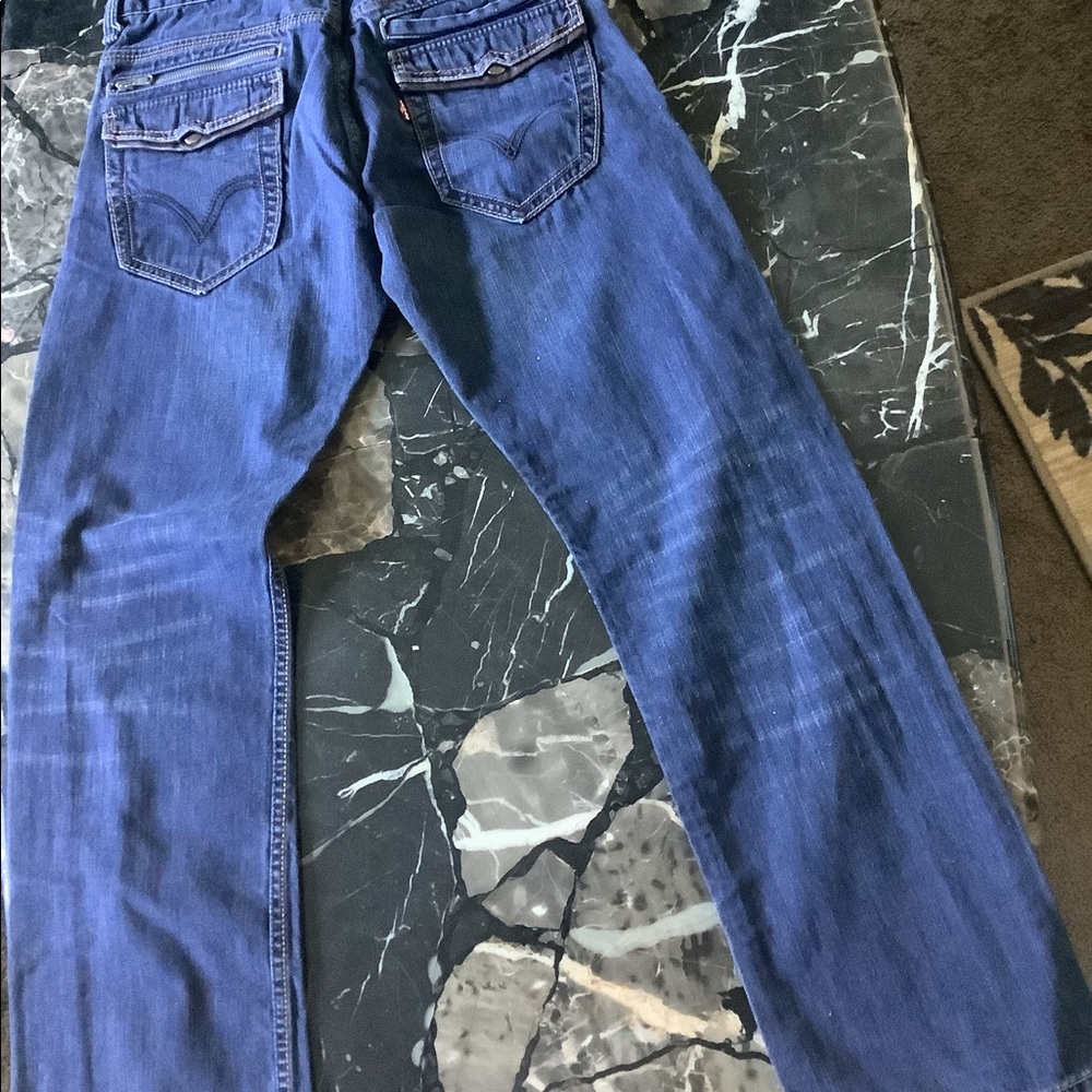 Levi’s Y2K leather 8 pocket 514 mens dark wash straight leg jeans size 31x32